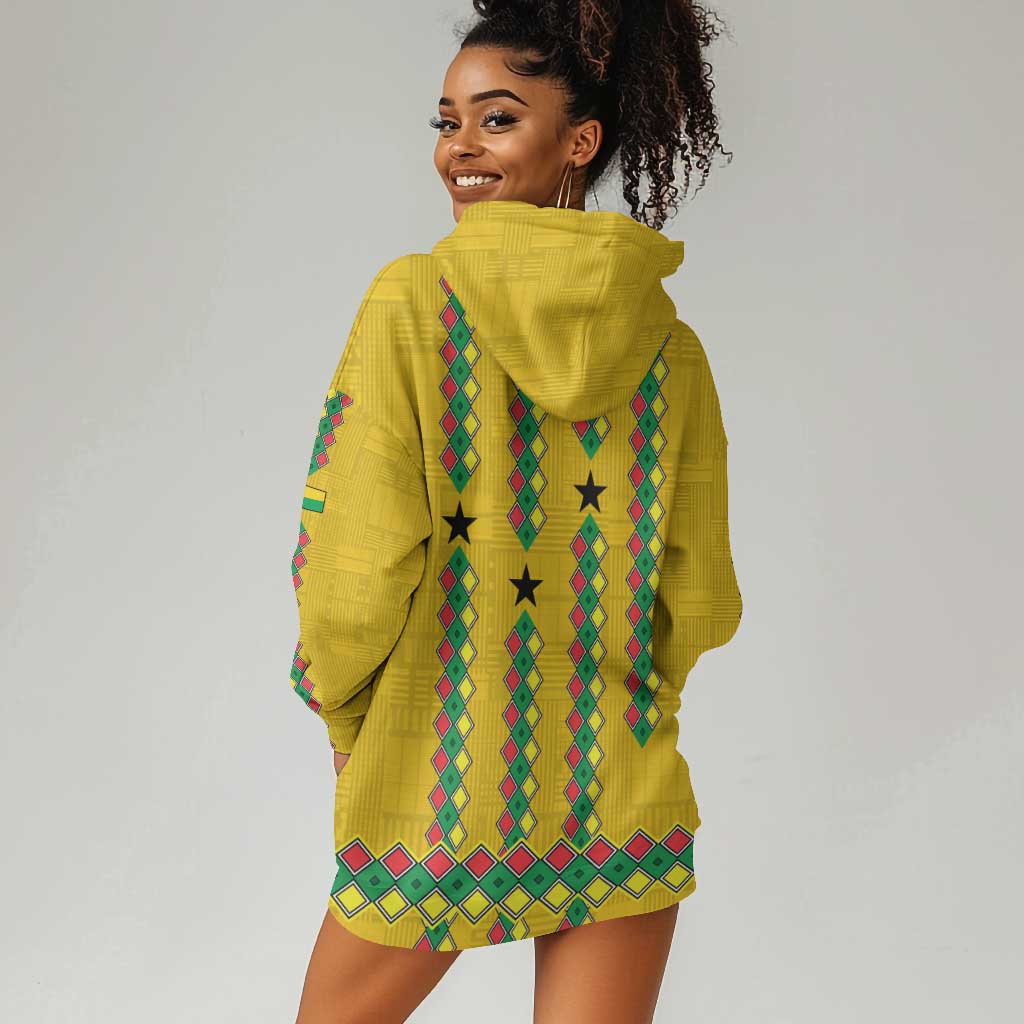 Guinea Bissau Hoodie Dress Yellow Tribal Geometric Design and National Flag - African Pride