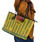 Guinea Bissau Leather Tote Bag Yellow Tribal Geometric Design and National Flag - African Pride