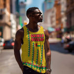 Guinea Bissau Men Tank Top Yellow Tribal Geometric Design and National Flag - African Pride