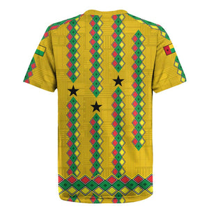 Guinea Bissau Rugby Jersey Yellow Tribal Geometric Design and National Flag - African Pride