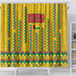 Guinea Bissau Shower Curtain Yellow Tribal Geometric Design and National Flag - African Pride