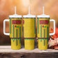 Guinea Bissau Tumbler With Handle Yellow Tribal Geometric Design and National Flag - African Pride