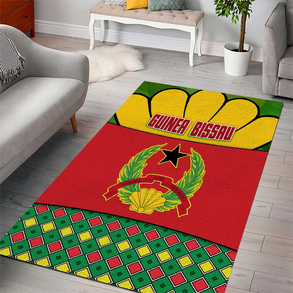 Guinea Bissau Area Rug Red Yellow Green Geometric - African Pride