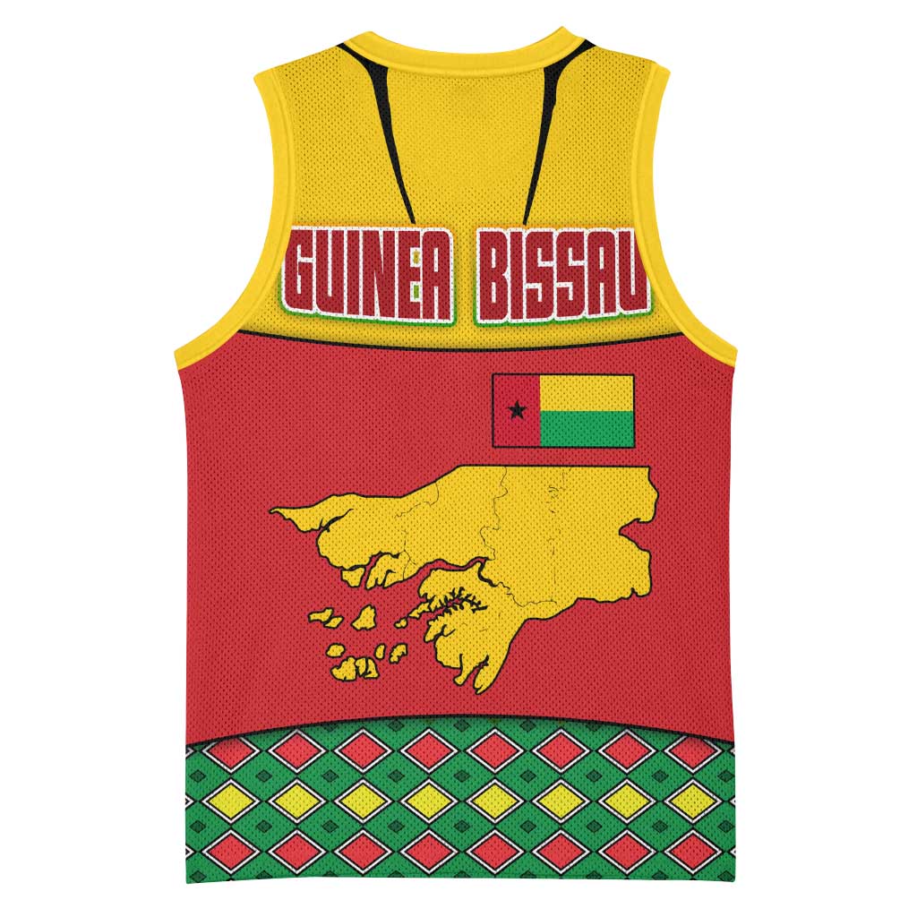 Guinea Bissau Basketball Jersey Red Yellow Green Geometric TS04