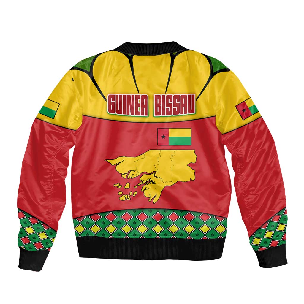 Guinea Bissau Bomber Jacket Red Yellow Green Geometric - African Pride