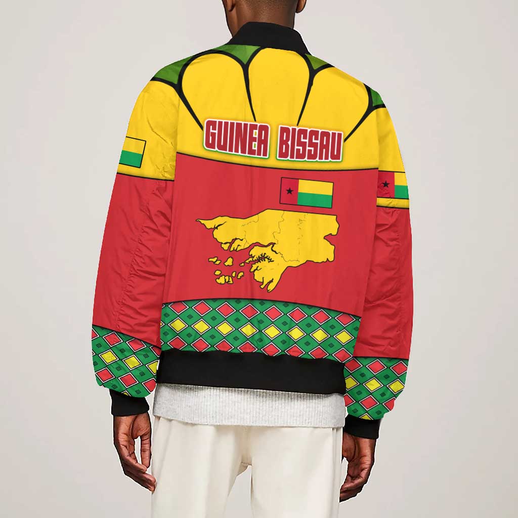 Guinea Bissau Bomber Jacket Red Yellow Green Geometric - African Pride