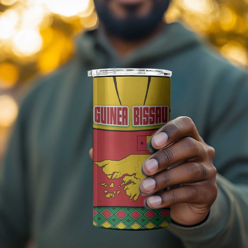 Guinea Bissau 4 in 1 Can Cooler Tumbler Red Yellow Green Geometric - African Pride