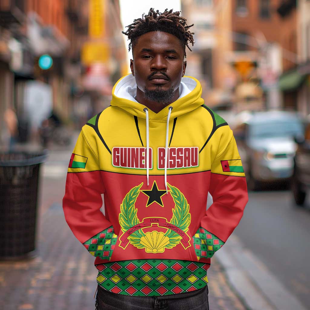 Guinea Bissau Hoodie Red Yellow Green Geometric - African Pride
