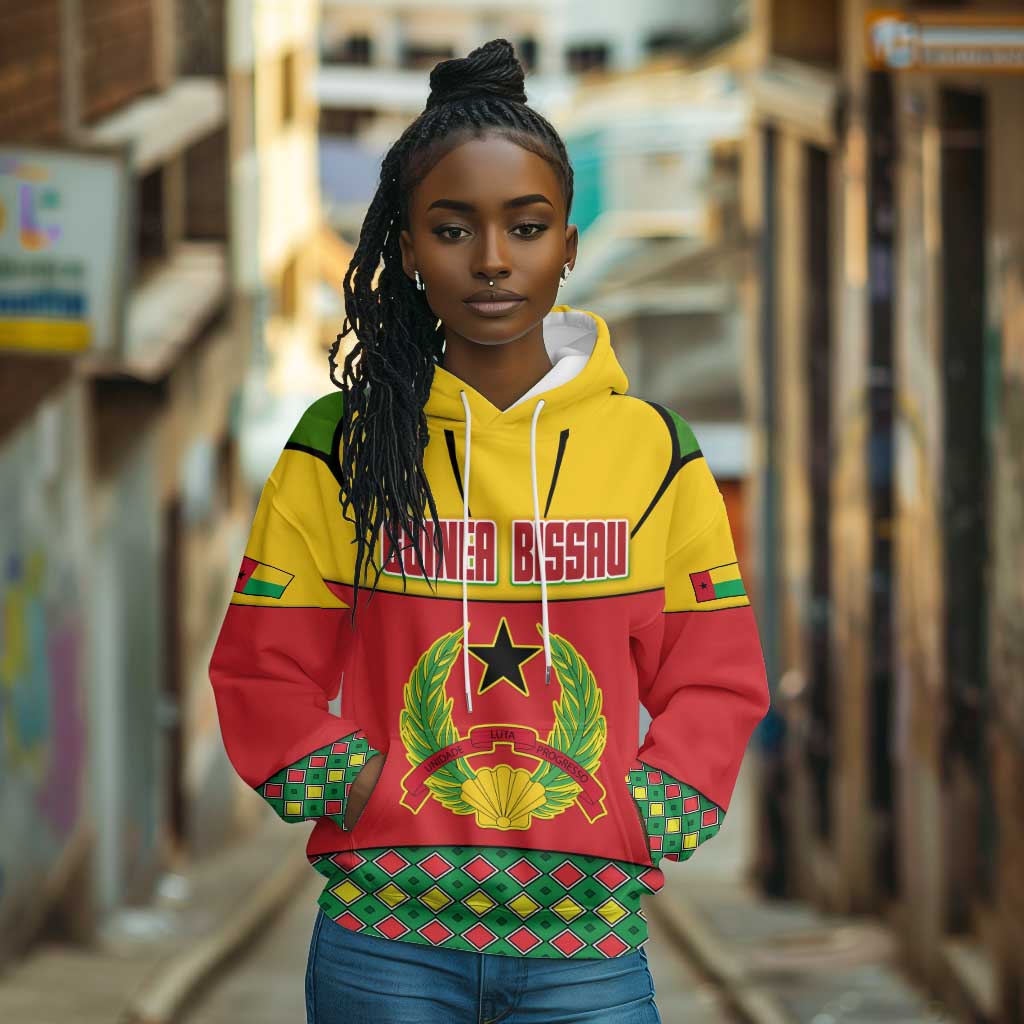 Guinea Bissau Hoodie Red Yellow Green Geometric - African Pride