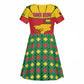 Guinea Bissau Kid Short Sleeve Dress Red Yellow Green Geometric - African Pride
