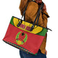 Guinea Bissau Leather Tote Bag Red Yellow Green Geometric - African Pride
