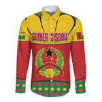 Guinea Bissau Long Sleeve Button Shirt Red Yellow Green Geometric - African Pride