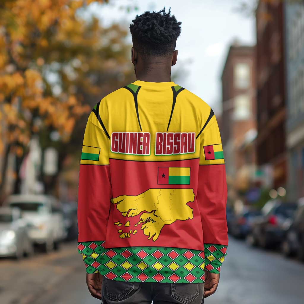 Guinea Bissau Long Sleeve Shirt Red Yellow Green Geometric - African Pride