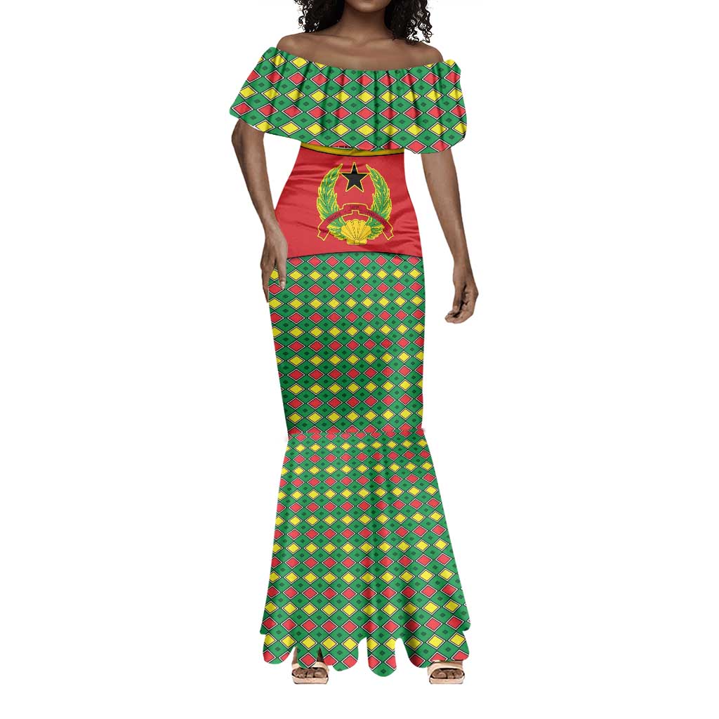 Guinea Bissau Mermaid Dress Red Yellow Green Geometric - African Pride