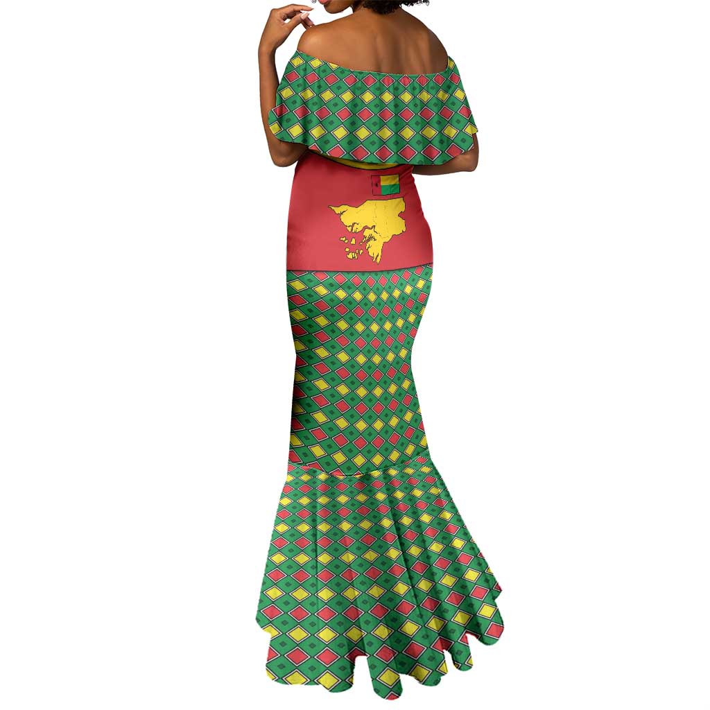 Guinea Bissau Mermaid Dress Red Yellow Green Geometric - African Pride