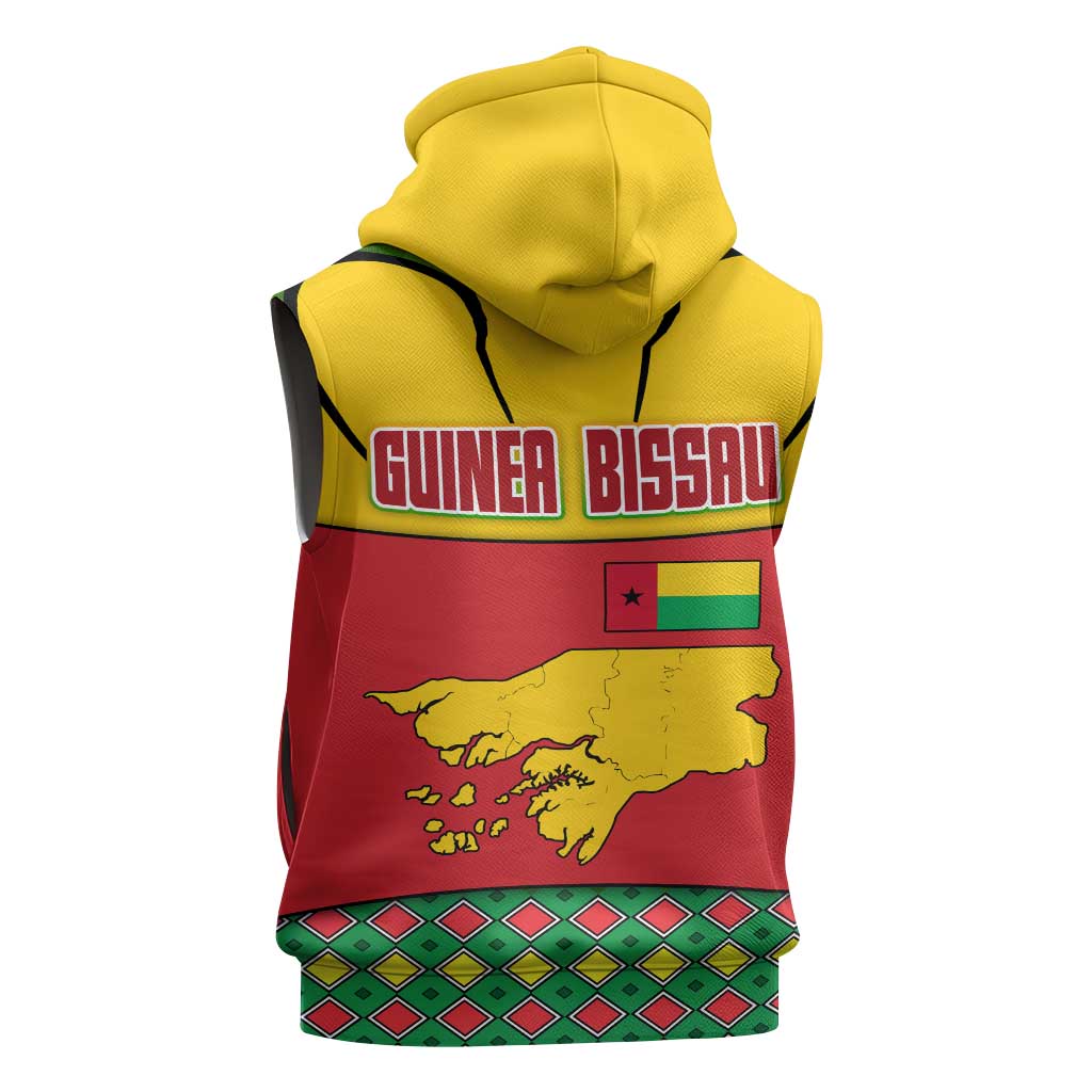 Guinea Bissau Sleeveless Hoodie Red Yellow Green Geometric - African Pride