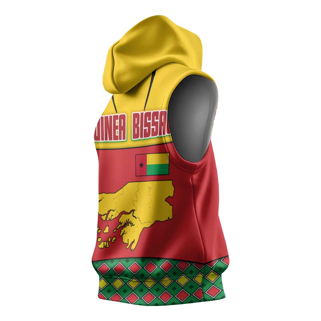 Guinea Bissau Sleeveless Hoodie Red Yellow Green Geometric - African Pride