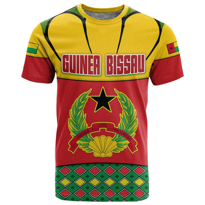 Guinea Bissau T shirt Red Yellow Green Geometric - African Pride