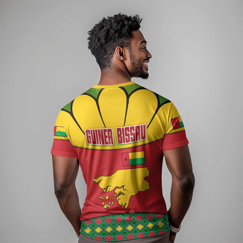Guinea Bissau T shirt Red Yellow Green Geometric - African Pride