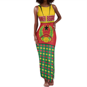 Guinea Bissau Tank Maxi Dress Red Yellow Green Geometric - African Pride