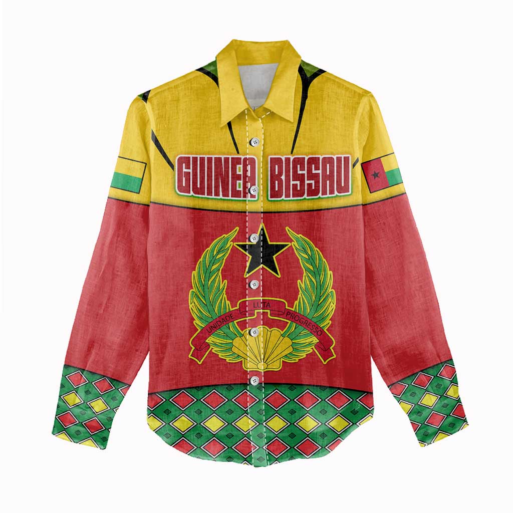 Guinea Bissau Women Casual Shirt Red Yellow Green Geometric - African Pride