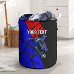 Personalized Cape Verde Soccer Shark Mascot Laundry Basket Blue Sharks Football Player Dynamic Graphic