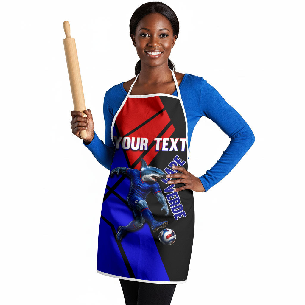 Personalized Cape Verde Soccer Shark Mascot Apron Blue Sharks Football Player Dynamic Graphic