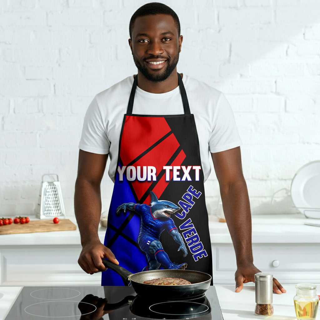 Personalized Cape Verde Soccer Shark Mascot Apron Blue Sharks Football Player Dynamic Graphic