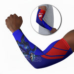 Personalized Cape Verde Soccer Shark Mascot Arm Sleeves Blue Sharks Football Player Dynamic Graphic