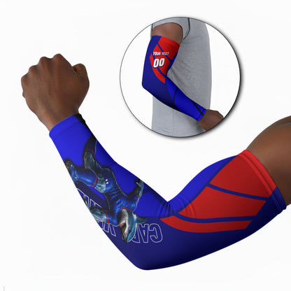 Personalized Cape Verde Soccer Shark Mascot Arm Sleeves Blue Sharks Football Player Dynamic Graphic