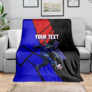 Personalized Cape Verde Soccer Shark Mascot Blanket Blue Sharks Football Player Dynamic Graphic