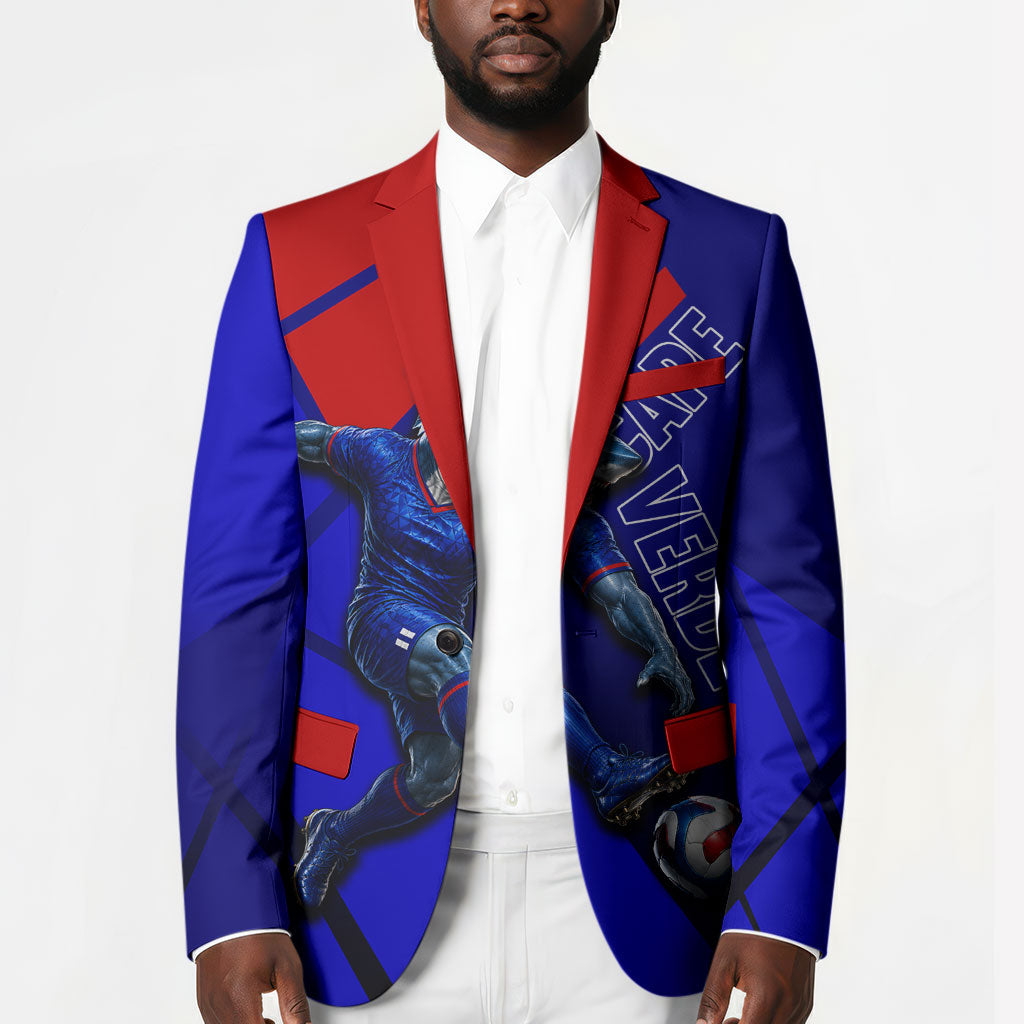 Personalized Cape Verde Soccer Shark Mascot Blazer Blue Sharks Football Player Dynamic Graphic