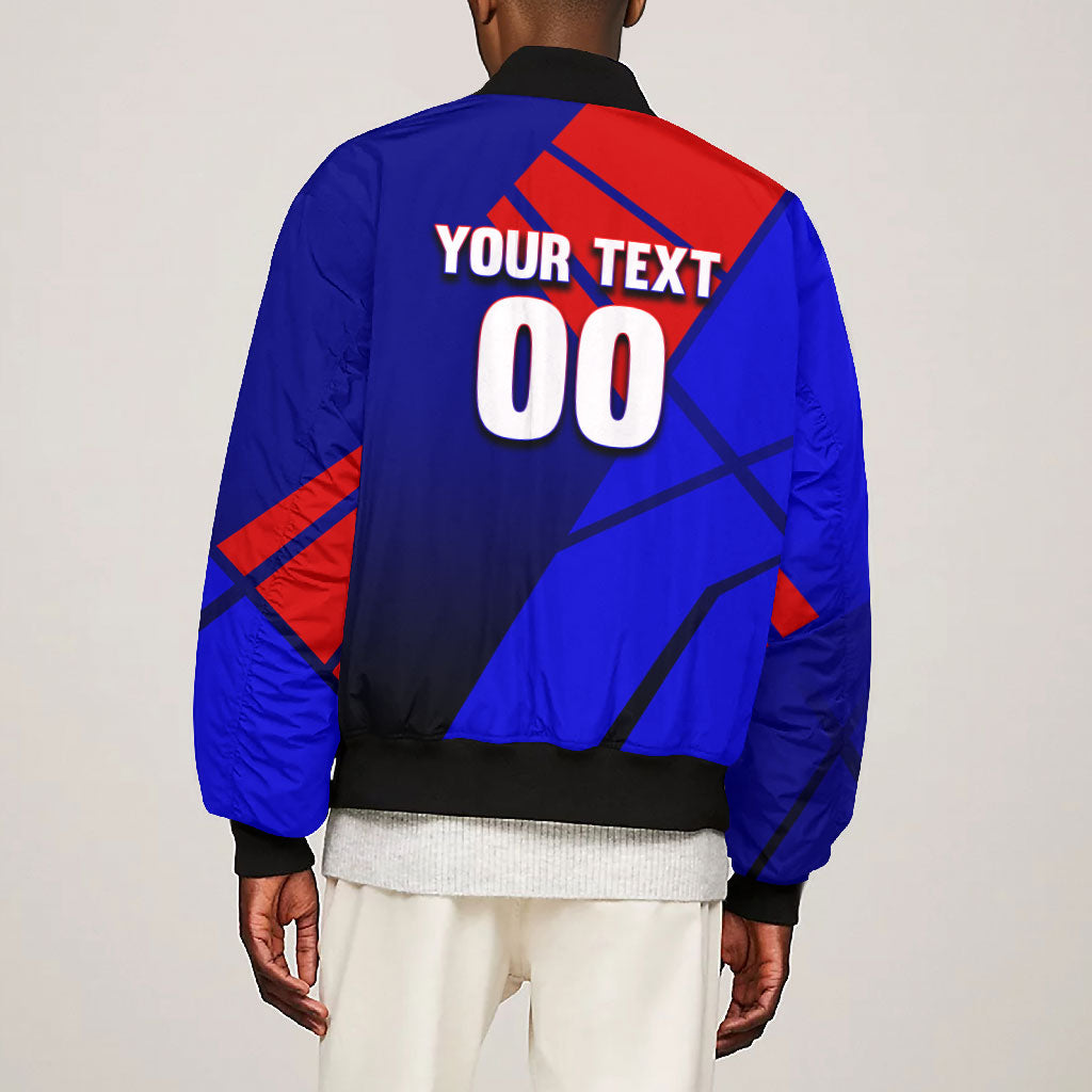 Personalized Cape Verde Soccer Shark Mascot Bomber Jacket Blue Sharks Football Player Dynamic Graphic