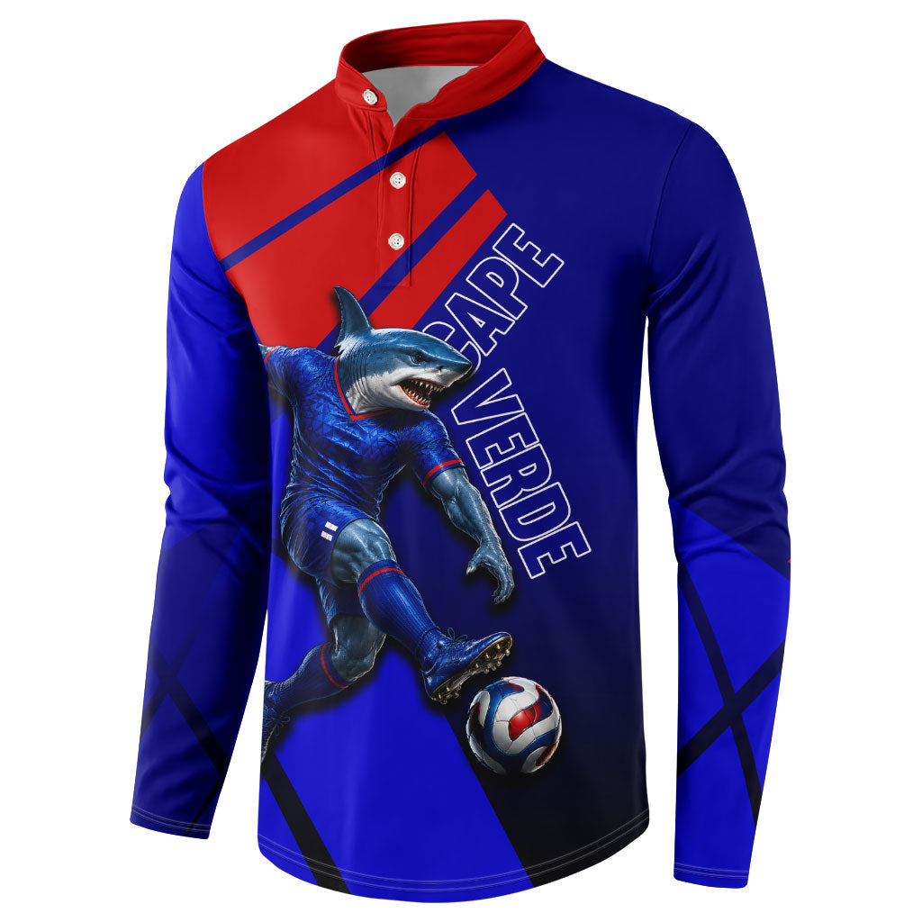Personalized Cape Verde Soccer Shark Mascot Button Sweatshirt Blue Sharks Football Player Dynamic Graphic