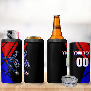 Personalized Cape Verde Soccer Shark Mascot 4 in 1 Can Cooler Tumbler Blue Sharks Football Player Dynamic Graphic