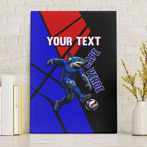 Personalized Cape Verde Soccer Shark Mascot Canvas Wall Art Blue Sharks Football Player Dynamic Graphic