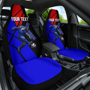 Personalized Cape Verde Soccer Shark Mascot Car Seat Cover Blue Sharks Football Player Dynamic Graphic