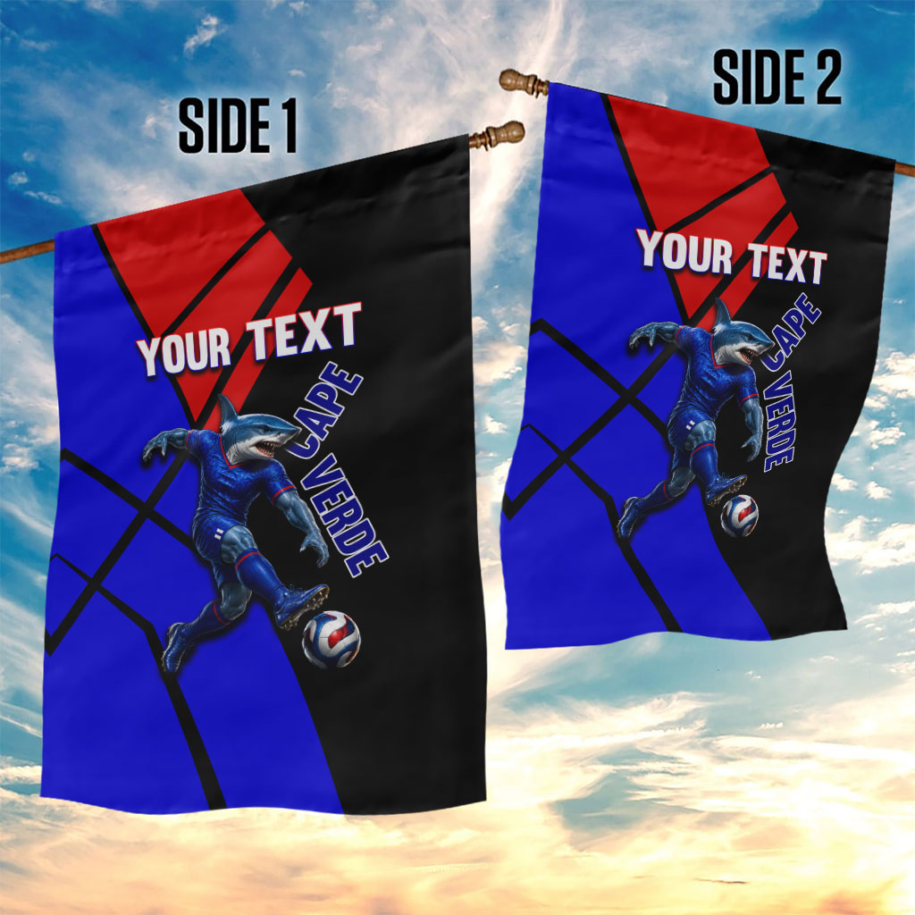 Personalized Cape Verde Soccer Shark Mascot Garden Flag Blue Sharks Football Player Dynamic Graphic