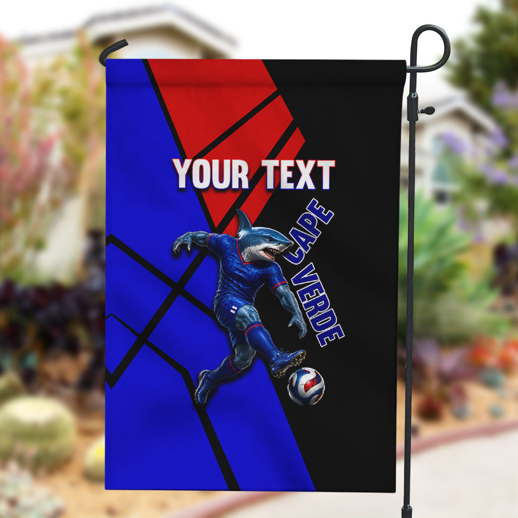 Personalized Cape Verde Soccer Shark Mascot Garden Flag Blue Sharks Football Player Dynamic Graphic