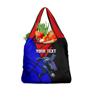 Personalized Cape Verde Soccer Shark Mascot Grocery Bag Blue Sharks Football Player Dynamic Graphic