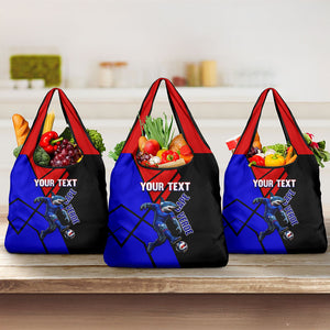 Personalized Cape Verde Soccer Shark Mascot Grocery Bag Blue Sharks Football Player Dynamic Graphic