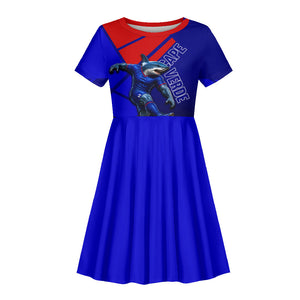 Personalized Cape Verde Soccer Shark Mascot Kid Short Sleeve Dress Blue Sharks Football Player Dynamic Graphic
