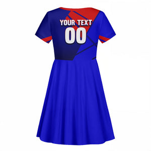 Personalized Cape Verde Soccer Shark Mascot Kid Short Sleeve Dress Blue Sharks Football Player Dynamic Graphic