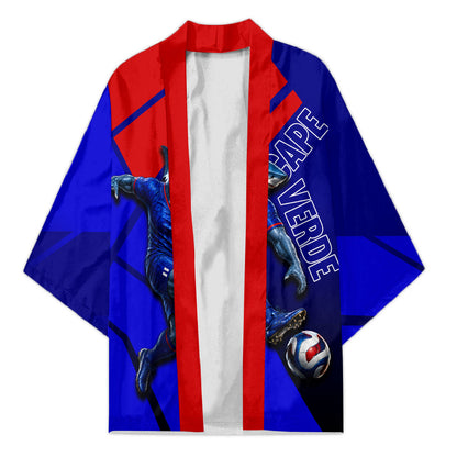 Personalized Cape Verde Soccer Shark Mascot Kimono Blue Sharks Football Player Dynamic Graphic