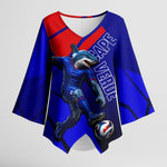 Personalized Cape Verde Soccer Shark Mascot Kimono Sleeve Blouse Blue Sharks Football Player Dynamic Graphic