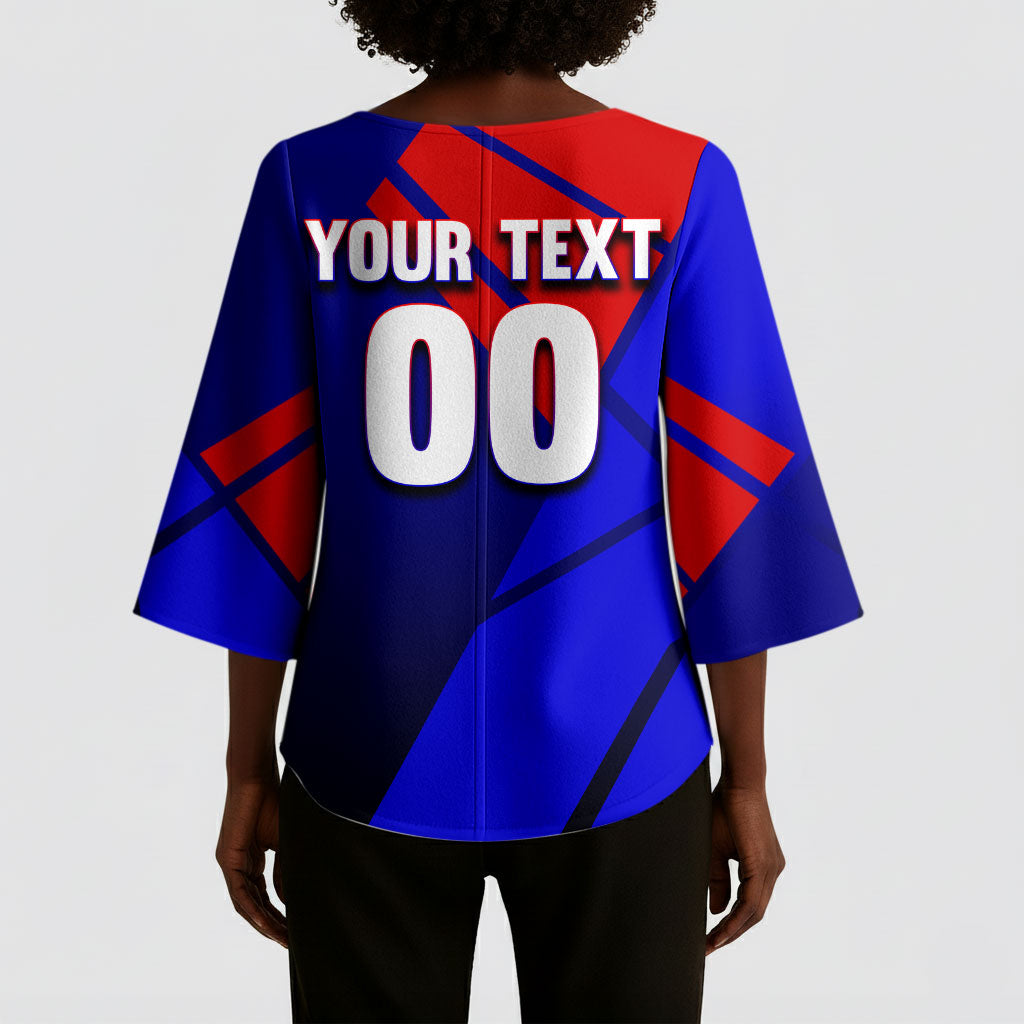 Personalized Cape Verde Soccer Shark Mascot Kimono Sleeve Blouse Blue Sharks Football Player Dynamic Graphic