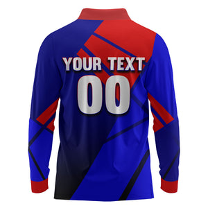 Personalized Cape Verde Soccer Shark Mascot Long Sleeve Polo Shirt Blue Sharks Football Player Dynamic Graphic
