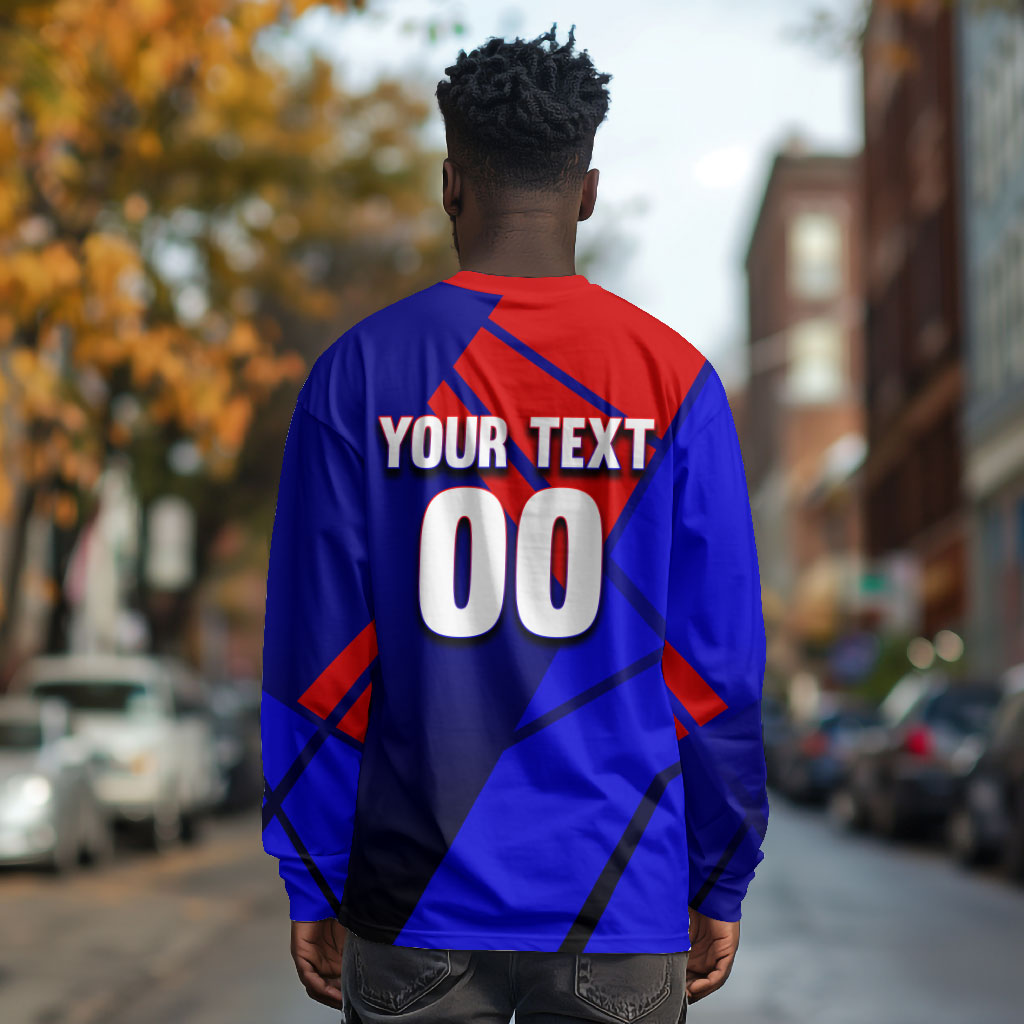 Personalized Cape Verde Soccer Shark Mascot Long Sleeve Shirt Blue Sharks Football Player Dynamic Graphic