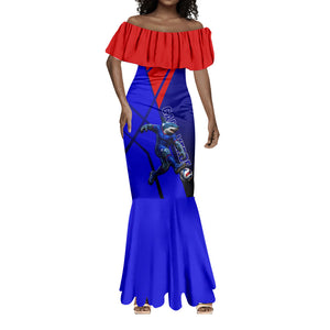 Personalized Cape Verde Soccer Shark Mascot Mermaid Dress Blue Sharks Football Player Dynamic Graphic