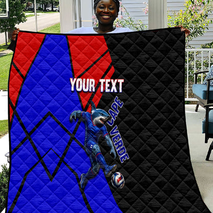 Personalized Cape Verde Soccer Shark Mascot Quilt Blue Sharks Football Player Dynamic Graphic